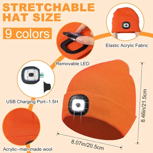 Miniatura 2 de 18 piezas unisex gorro con luz USB recargable LED sombrero linterna linterna para hombres, papá, padre, marido