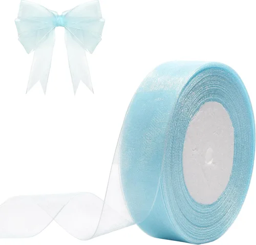 Miniatura 27 de Cinta de organza transparente de 3/4 de pulgada, 50 yardas, cinta de gasa para envolver regalos, decoración de Navidad, Halloween, ramo de boda