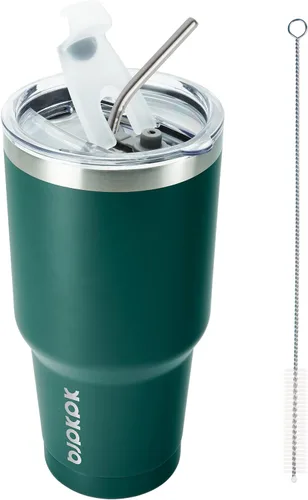 Miniatura 42 de BJPKPK - Vaso de 30 onzas con tapa y pajilla, de acero inoxidable con aislamiento de doble pared al vacío, color azul marino A-Azul Marino-30oz