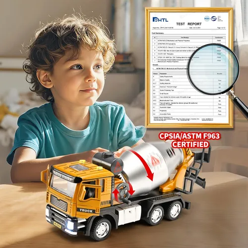 Miniatura 5 de Camiones Mezclador de Cemento para Niños, Camión Mezclador de Cemento de Juguete de Metal con Cabina de Diecast, Camiones Mezcladores de Juguete