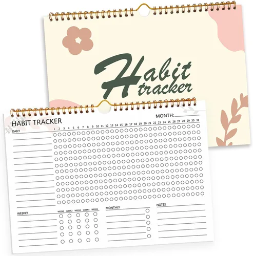 Calendario de seguimiento de hábitos – 12 meses sin fecha, seguimiento diario de objetivos y hábitos, planificador de hábitos con encuadernación en