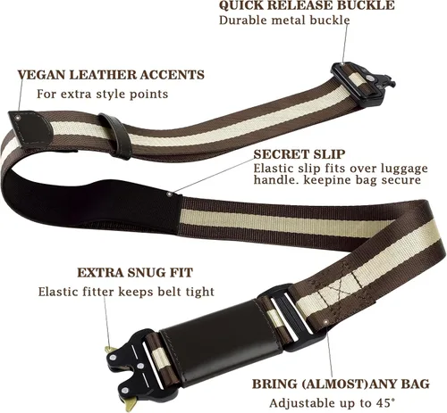 Miniatura 4 de Cinturón de viaje para correas de equipaje sobre el asa, elegante y ajustable correa de equipaje para bolsa de transporte, correas de equipaje