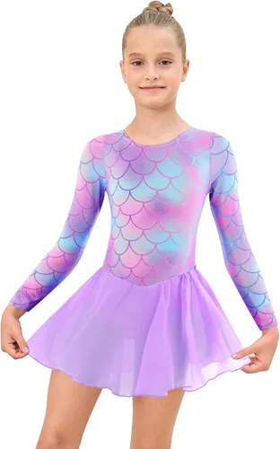 Miniatura 3 de Leotardos de gimnasia con falda para niñas, tutú de ballet, vestido de danza, leopardo, sirena, unicornio, falda de gimnasia