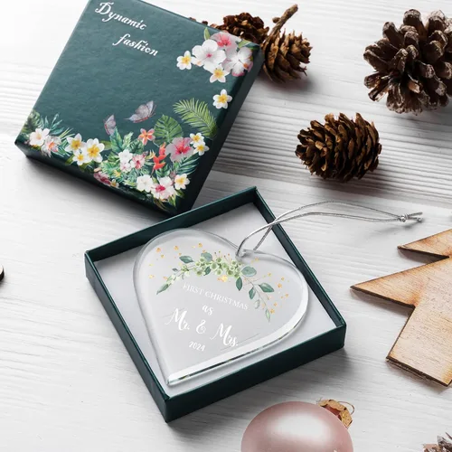 Regalos de boda para parejas, adornos de Navidad para colgar en el árbol, decoración para recién casados, Navidad, 2023, nuestra primera Navidad