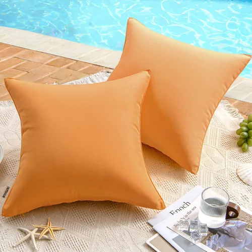 Miniatura 29 de MIULEE - Juego de 2 fundas de almohadas decorativas para exteriores, impermeables, cuadradas, para jardín, para cenador de primavera, tienda de Negro