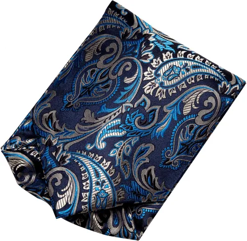 Miniatura 5 de Dubulle Paisley Cravat Ascot - Juego de gemelos cuadrados de bolsillo para hombre