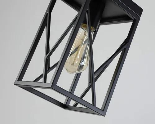 Miniatura 5 de Lámpara colgante moderna negra con jaula de metal, varillas ajustables de una sola luz, mini lámpara colgante industrial para cocina, isla, Negro