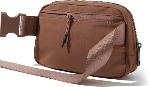 Miniatura 3 de Riñonera cruzada para mujeres y hombres, bolsas para cinturón en todas partes con correa ajustable, mini cangureras unisex a la moda, Marrón, A