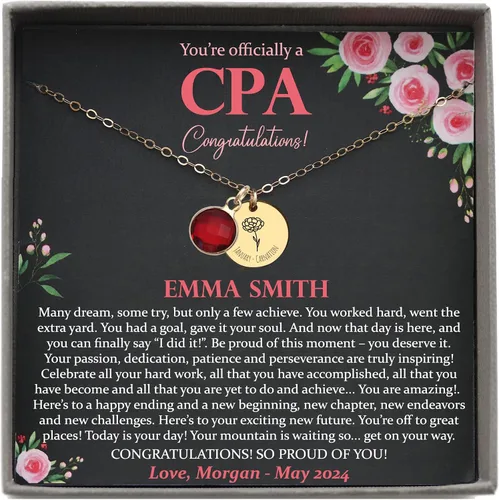 Miniatura 11 de Be Wished Personalized Graduation Gifts for Women, Birth Flower Necklace with Meaningful Message. Goldfilled or 925 Sterling Silver