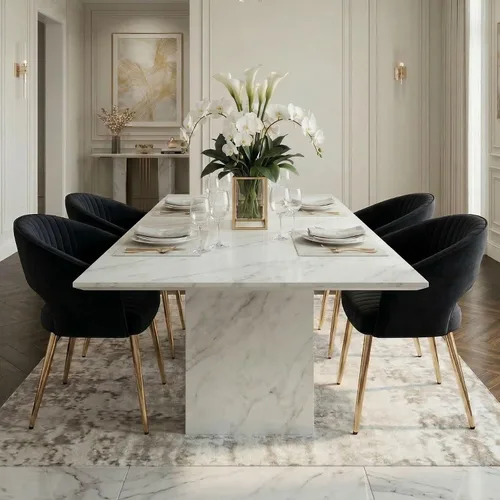 Miniatura 13 de Hyfirm Juego de 2 sillas de comedor de cuero, modernas sillas de cocina color dorado crema con respaldo hueco, sillas laterales tapizadas para sala
