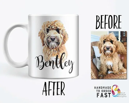 Miniatura 2 de Taza personalizada con retrato de mascota – Taza personalizada con retrato de perro o gato, regalo para amantes de mascotas