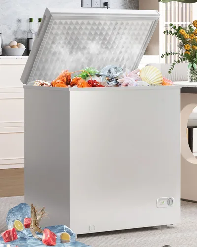 Miniatura 8 de Congelador de cofre de 7.0 pies cúbicos, congelador profundo blanco con cestas extraíbles, congelador compacto de pie con puerta superior abierta