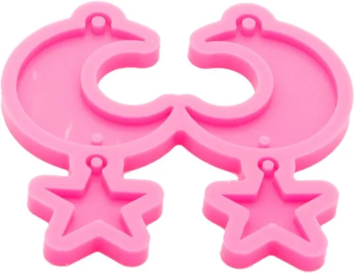 Miniatura 3 de Angel Wings Molde de silicona con forma de luna y estrella brillante brillante para hacer aretes, llaveros, collares, joyas, colgantes