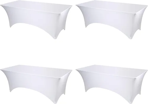 Miniatura 18 de BRILLMAX Paquete de 6 Fundas de Mesa Ajustadas de Spandex Blancas – Manteles Elásticos de 8 pies para Mesas Rectangulares Plegables de 8 pies, Tela