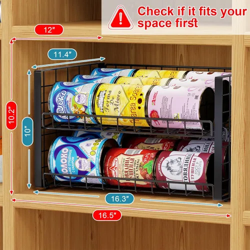 Miniatura 2 de Sbanmao - Paquete de 2 organizadores apilables para latas para despensa, estante ajustable para latas de almacenamiento de alimentos enlatados