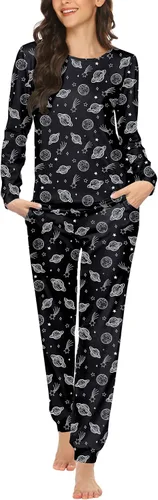 Miniatura 11 de Ekouaer Conjunto de pijama de manga larga para mujer, ropa de dormir suave con cuello redondo y bolsillos