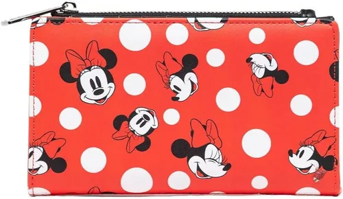 Miniatura 2 de Loungefly Cartera de Disney Minnie Mouse con lunares rojos con cremallera para mujer, Rojo -, Cartera con cremallera