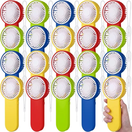 Miniatura 37 de Sumind 6 unidades de pequeño ventilador portátil personal pequeño a granel de 1 velocidad eléctrico lindo alimentado por batería para el cuello