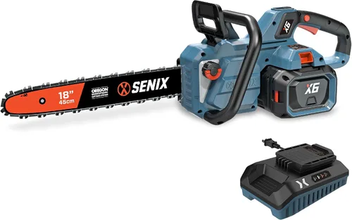 Miniatura 11 de SENIX Motosierra eléctrica de 40 V y 14 pulgadas, motosierra inalámbrica a batería, motosierra sin escobillas, incluye baterías de 2 x 4 Ah