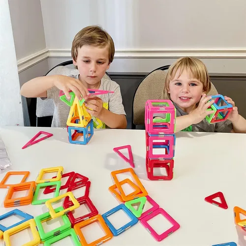 Miniatura 3 de Coodoo Bloques Magnéticos Mejorados Tough Tiles Juguetes STEM para Niños y Niñas de 3+ Años Aprendizaje Jugando para Niños Pequeños, Compatible
