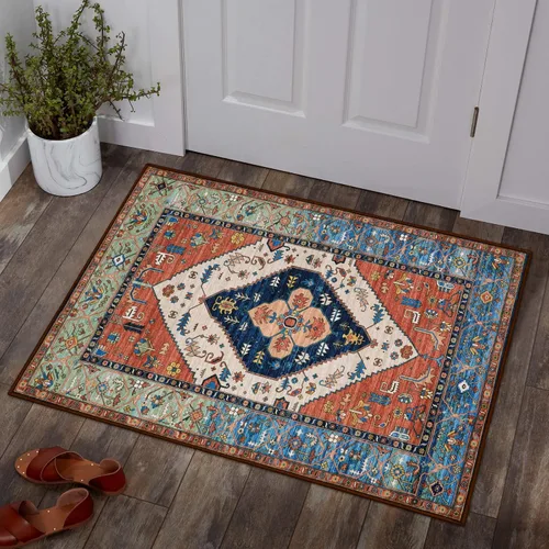 Miniatura 40 de Lahome - Tapete con diseño bohemio, pequeño, antideslizante, lavable, ultradelgado, con estampado oriental desgastado, para entrada, cocina