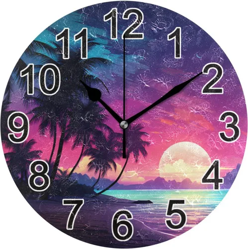 Miniatura 48 de Hummingbird - Reloj de pared de resorte redondo de 10 pulgadas, sin tictac, silencioso, funciona con pilas, reloj analógico atómico de cuarzo
