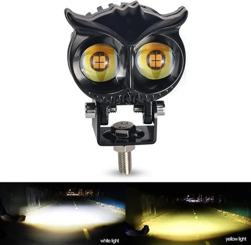 ONERAY Luces Antiniebla para Motocicleta, Faro LED para Motocicleta Forma de Búho con Haz Alto y Bajo, Luz de Conducción Universal para Motocicletas