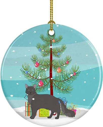 Miniatura 126 de Caroline's Treasures Adorno de cerámica con texto en inglés "Merry Christmas" para colgar en el árbol de Navidad, decoración para el hogar, Navidad