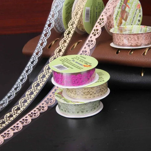 Miniatura 4 de HomDSim 8 cintas Washi con patrón de encaje, cinta adhesiva de diamante con purpurina, ideal para artes y manualidades, bricolaje, álbum