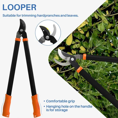 Miniatura 4 de ECOOPTS Juego de herramientas de jardín de 3 piezas con podadora, tijeras de setos y podadora de derivación, kit de cuidado de árboles y arbustos