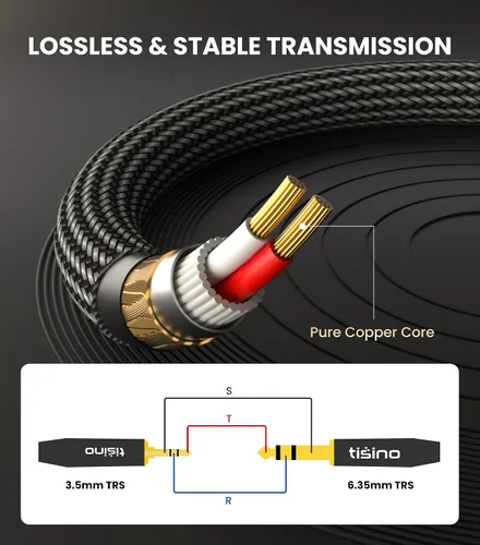 Miniatura 7 de Tisino Cable estéreo de 1/8 a 1/4 de 3 pies, adaptador de 0.138 in a 1/4, cable auxiliar de audio estéreo para guitarra, piano de teclado, laptop