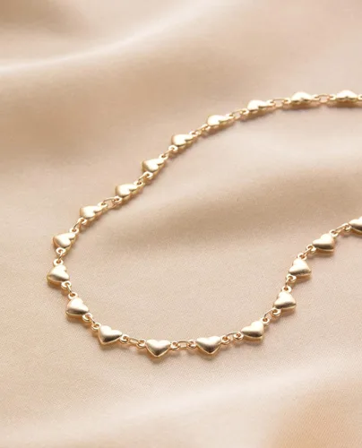 Miniatura 2 de DAZLIME Collares de corazón de oro mate de 14 quilates para mujer, gargantilla delicada para niñas, gargantilla de plata delicada con cadena