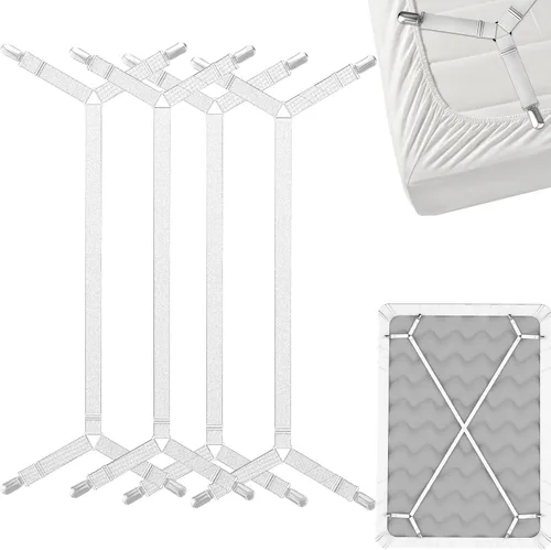 Miniatura 7 de FeelAtHome Correas de soporte de sábanas entrecruzadas – Las sábanas se mantienen con tirantes para mantener la sábana ajustada/plana en su lugar