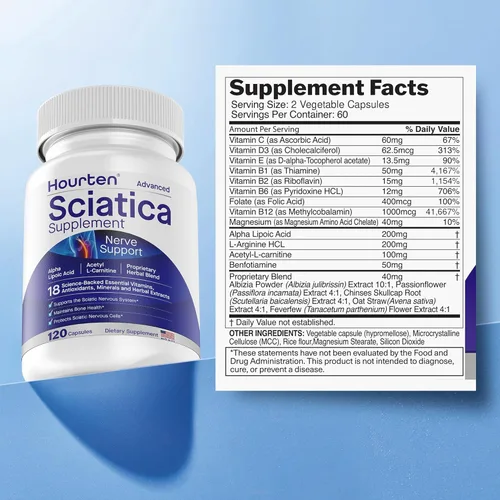 Miniatura 2 de Alivio avanzado del apoyo del nervio ciático: ácido alfa lipoico - suplementos de ciática 18 en 1 - Complejo de vitamina B - Hecho en Estados Unidos