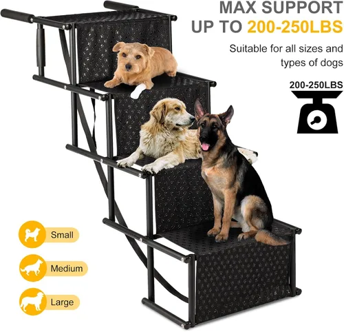 Miniatura 3 de Escaleras para perros para automóvil, rampas plegables para perros con superficie antideslizante para perros grandes, escalones portátiles