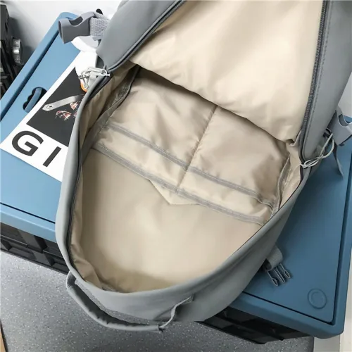 Miniatura 5 de Moda hombres mochila impermeable nylon mochila kawaii mujeres bolsa de viaje de alta capacidad bolsillos laterales, Azul, Mochilas de mochila