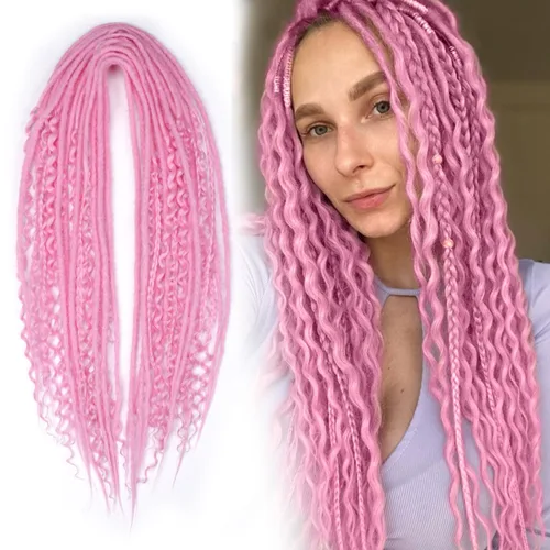 Miniatura 32 de Kraler Extensiones de Rastas Azules de Doble Extremo de 18 Pulgadas, 20 Hebras Sintéticas DE Extensiones de Rastas Hechas a Mano, Estilo de Rastas