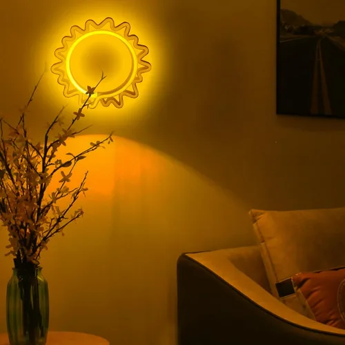 Miniatura 3 de Letrero de neón para decoración de pared, estético, amarillo, para dormitorio, USB/3-AA, funciona con pilas, luz nocturna para decoración de luz