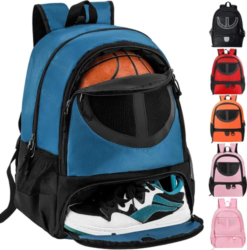 Miniatura 9 de Mochila de baloncesto para hombres y mujeres con compartimento para pelota y zapatos, capacidad de 30L, ligera y transpirable, mochila de fútbol