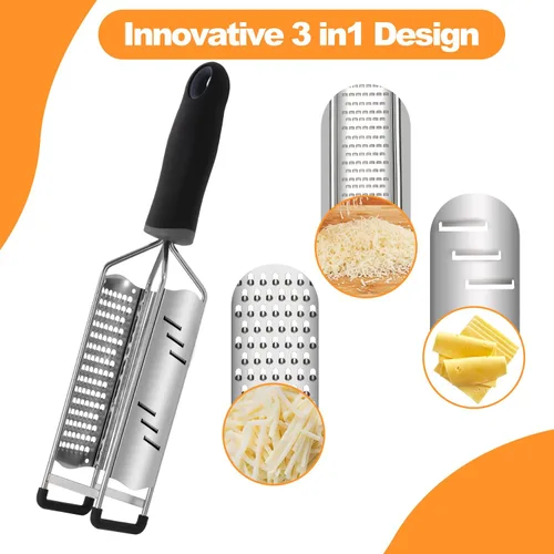 Miniatura 2 de Rallador de queso 3 en 1, rallador de limón, rallador de queso de acero inoxidable de mano, rallador de manivela de mano, utensilios de cocina