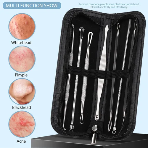 Miniatura 5 de Teenitor Kit de herramientas para reventar espinillas 7 en 1, removedor de puntos negros, extractor de espinillas, extractor de comedones para cara