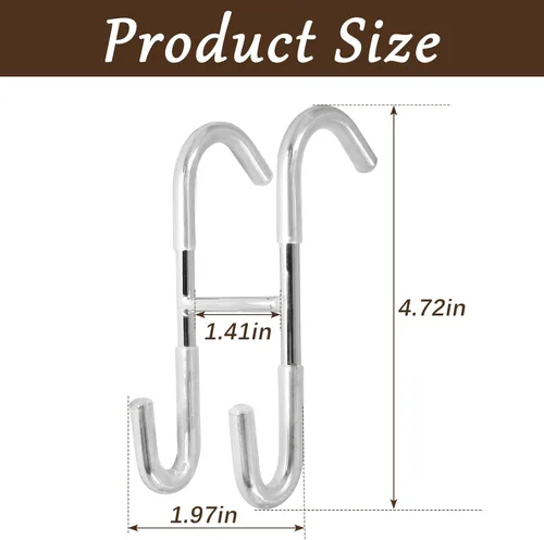 Miniatura 3 de Hitefu 2 ganchos para puerta de ducha, gancho de cristal plateado para colgar en la puerta, sin marco, para toallas, batas, trajes de baño