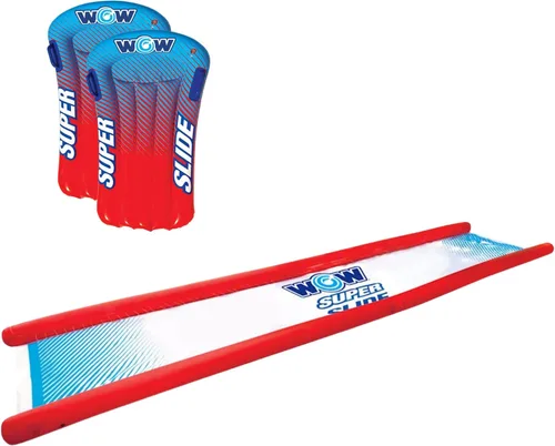 Wow Sports Super Slide - Tobogán gigante para patio trasero con aspersor, tobogán acuático extralargo de 25 x 6 pies