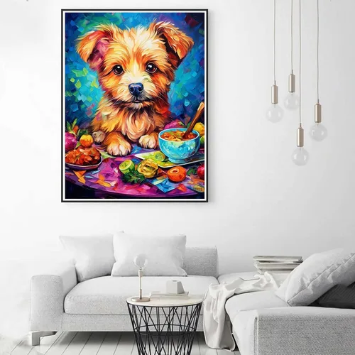 Miniatura 4 de Zariocy Kits de arte de diamantes 5D para adultos, cachorros, pintura de diamantes de bricolaje, arte redondo de perforación completa, pinturas