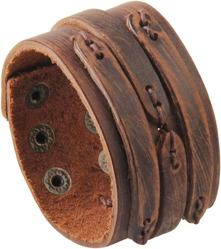 GelConnie - Brazalete de piel, brazaletes trenzados punk, pulseras rock de piel, brazaletes góticos con correa ajustable, para hombre, mujer., LPB005