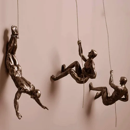 Miniatura 3 de MODIRNATION "El Alpinista" Figura Colgante Moderna para Pared, Estatua de Resina Retro y Elegante para Decoración de Hogar y Oficina, Arte