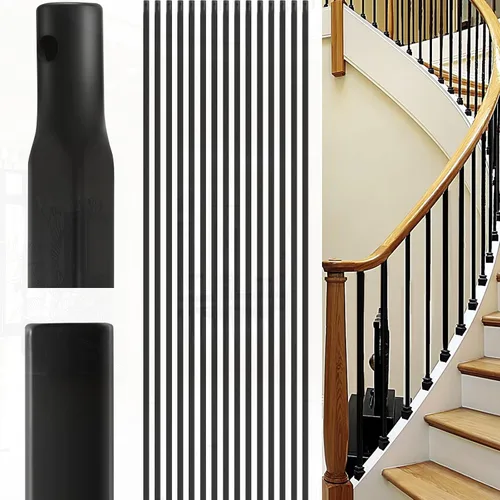 Dunzy Balaustres de Cubierta de 1/2" x 44" Hierro Forjado Liso Balaustres de Metal Negro Balaustres Huecos de Hierro Varillas para Escalera Interior