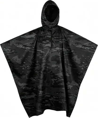 Miniatura 15 de GRVCN Poncho de lluvia militar, impermeable de camuflaje impermeable ligero al aire libre