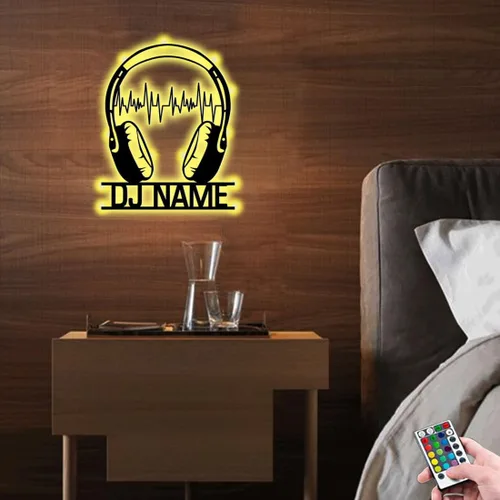 Miniatura 4 de Letrero de neón personalizado para reproductor de DJ, nombre personalizado, auriculares, reproductor de disco DJ, letrero de luz LED de metal