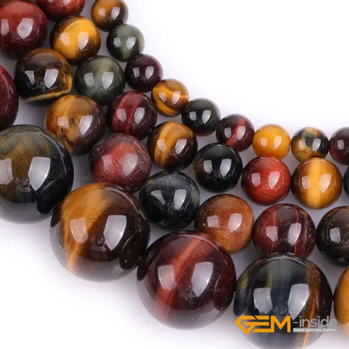 Miniatura 4 de GEM-Inside - Cuentas redondas mixtas de ojo de tigre de 0.630 in (15 pulgadas) para hacer joyas